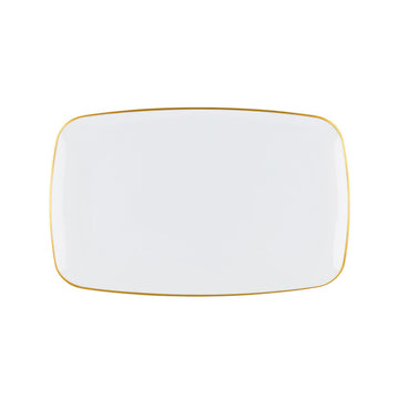 Rectangle White Plate • Gold Rim | 10 Pack