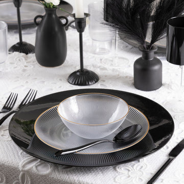 Glass 7" & 9" Clear/Gold Plates | 24 Pack