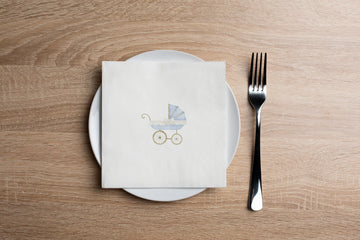 Blue Baby Carriage Cocktail Napkin | 20 Pack