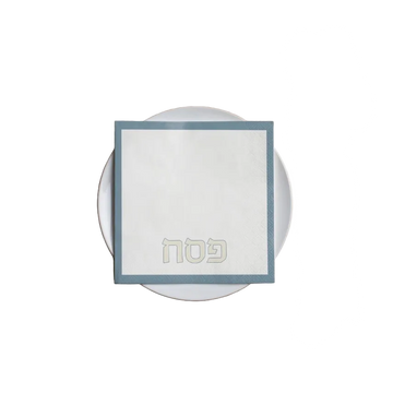 Dusty Blue Pesach Floral Cocktail Napkin | 20 Pack