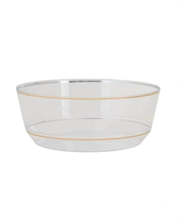 14 Oz. Round Clear and Gold Plastic Bowls | 10 Pack