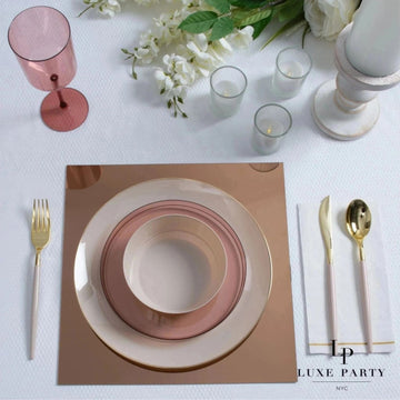 12" Bronze Square Light Weight Mirror Charger Plate | 6 Charger