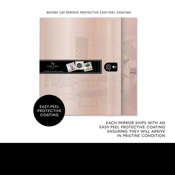 12" Rose Gold Square Light Weight Mirror Charger Plate | 6 Pack