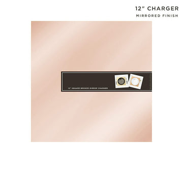 12" Rose Gold Square Light Weight Mirror Charger Plate | 6 Pack