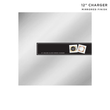 12" Silver Square Light Weight Mirror Charger Plate | 6 Chargers