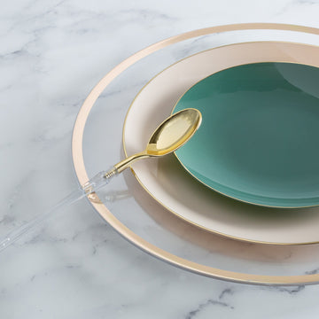 13" Clear and Gold Plastic Charger Plate | 1 Charger