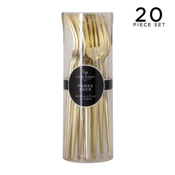 Luxe Party NYC Chic Forks Solid Round Gold Forks | 20 Pieces