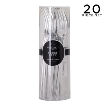 Luxe Party NYC Chic Forks Solid Round Silver Forks | 20 Pieces