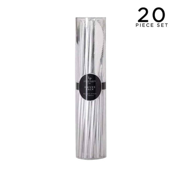 Luxe Party NYC Chic Knives Solid Round Silver Knives | 20 Pieces