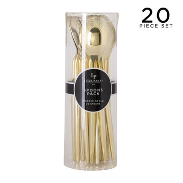 Luxe Party NYC Chic Spoons Solid Round Gold Spoons | 20 Pieces