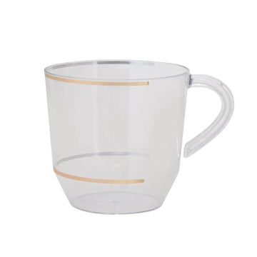 12.5 Oz Clear • Gold Plastic Coffee Cup | 8 Cups