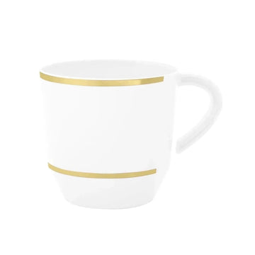 12.5 Oz Round White • Gold Plastic Coffee Cup | 8 Cups