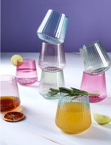 Luxe Party NYC Wine Cups Upscale RIBBED Purple 12 Oz. Plastic Wine Goblets | 8 Cups