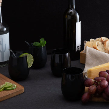Upscale Round Black 12 Oz. Plastic Wine Goblets | 6 Cups