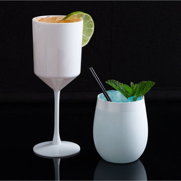 Upscale Round White 12 Oz. Plastic Wine Goblets | 6 Cups