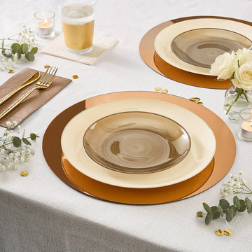Round Creme and Gold Plastic Plates | 10 Pack