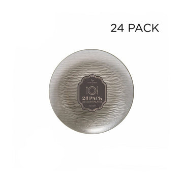 Waterfall Brown and Gold 7.5" Plastic Plates | 24 Plates