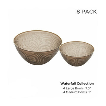 Waterfall Brown and Gold Soup and Dessert Bowl Set  | 8 Bowls