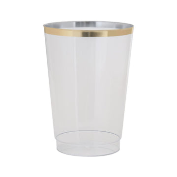 12 Oz Clear Plastic • Gold Plastic Cups  | 20 Cups