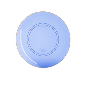 Transparent Navy Blue and Gold Round Plastic Plates | 10 Pack