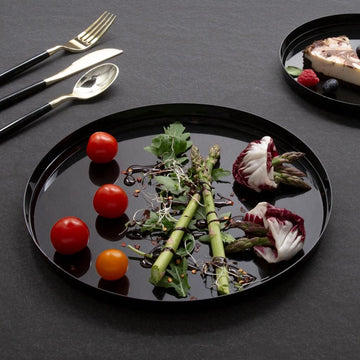 Round Black Walled Plastic Plates
