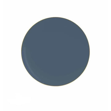 Round Slate Blue and Gold Plastic Plates | 10 Pack