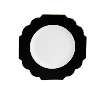 Scalloped Black • Gold 10.7" Plate | 10 Pack