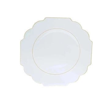 Scalloped Clear • Gold 10.7" Plate | 10 Pack